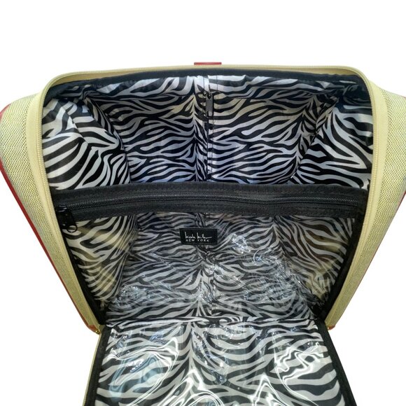 Nicole Miller Womens Beige & Red Rolling Tote Bag With Front Pocket - Picture 12 of 15